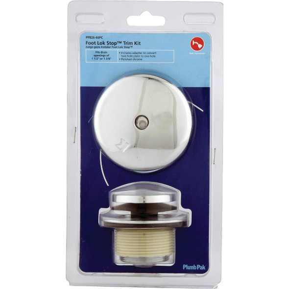 Plumb Pak Foot Lok Stop Polished Chrome Bath Drain Trim Kit P826-66PC 456950