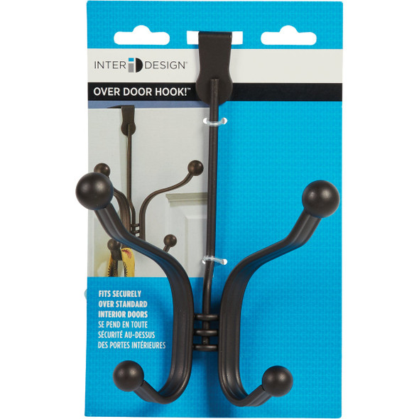 iDesign York Lyra Over-The-Door Bronze Quad Hook