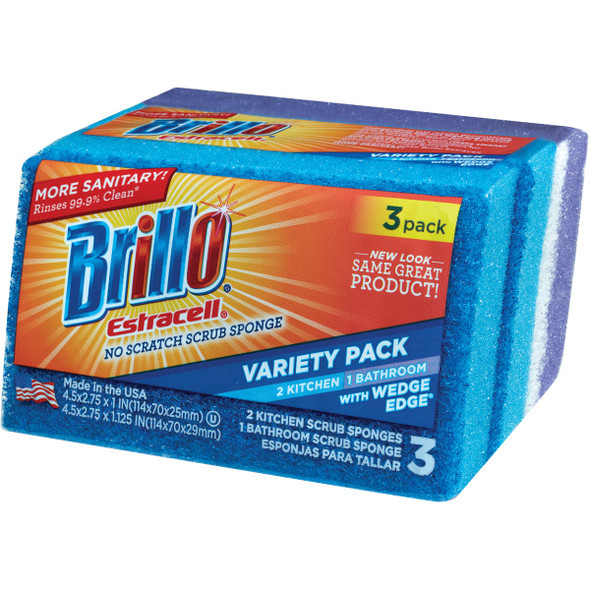 Brillo Estracell No Scratch Kitchen & Bath Scrub Sponge (3 Count) 21035