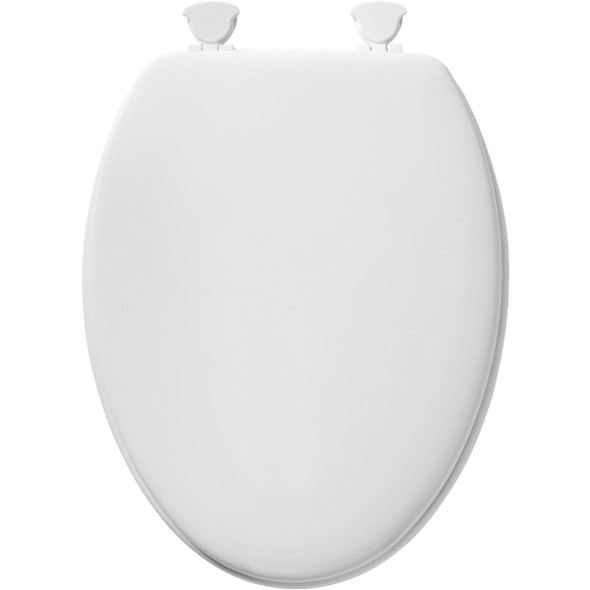 Bemis Mayfair Elongated Closed Front White Wood Toilet Seat with Easy Clean & Change Hinges
