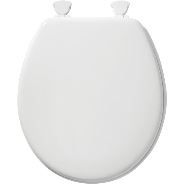 Bemis Mayfair Round Closed Front White Wood Toilet Seat with Easy Clean & Change Hinges