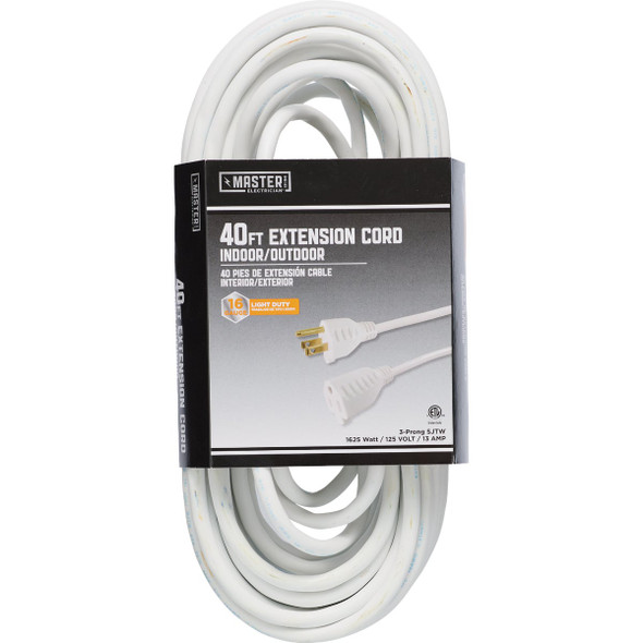Master Electrician 40 Ft. 16/3 Light-Duty White Patio Extension Cord 02356-01ME