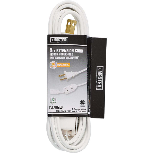 Master Electrician 9 Ft. 16/2 White Cube Tap Extension Cord 09412ME