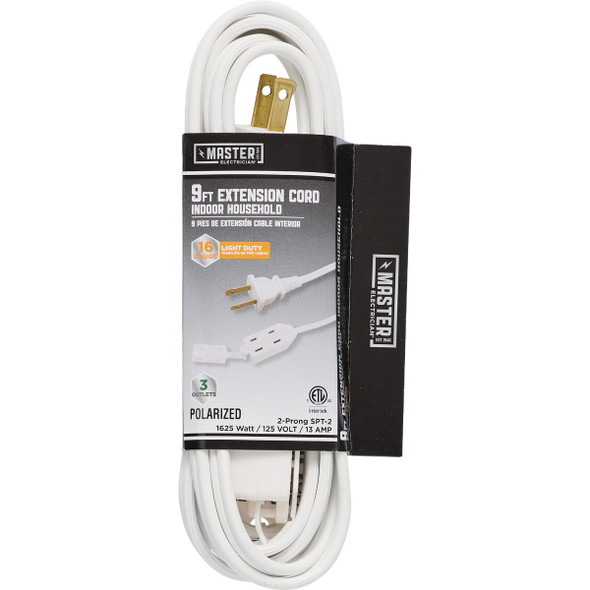 Master Electrician 9 Ft. 16/2 White Cube Tap Extension Cord 09412ME