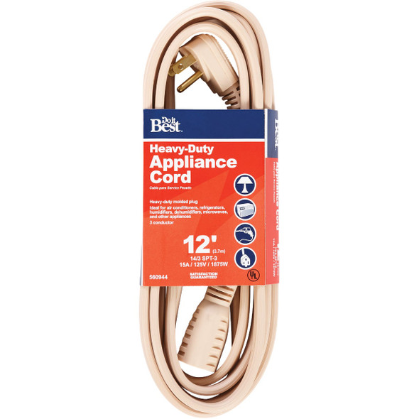 Do it Best 12 Ft. 14/3 15A Heavy-Duty Appliance Cord AC-PT3143-12-BG