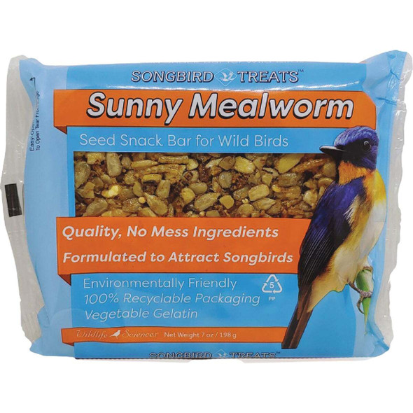 Wildlife Sciences Songbird Treats 7 Oz. Sunny Mealworm Seed Snack Bar 913