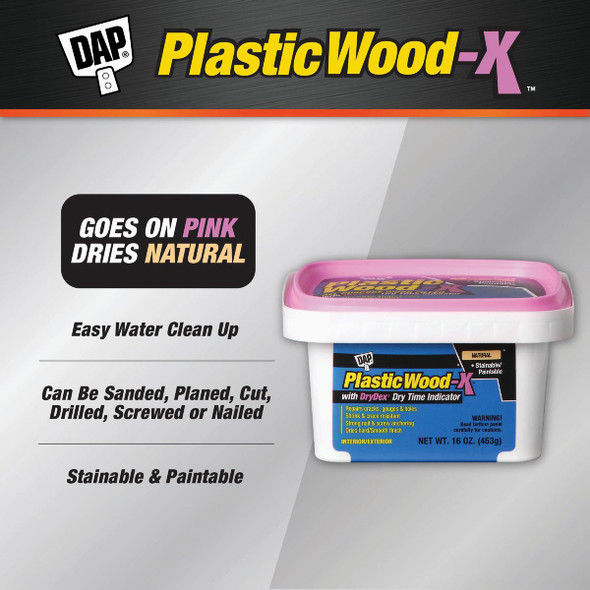 Dap Plastic Wood-X 16 Oz. All Purpose Wood Filler with DryDex Dry Time Indicator