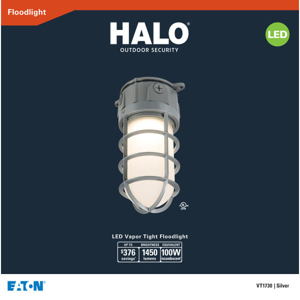 Halo 17.7W LED Vapor Tight Gray Barn Light Fixture VT1730 563825