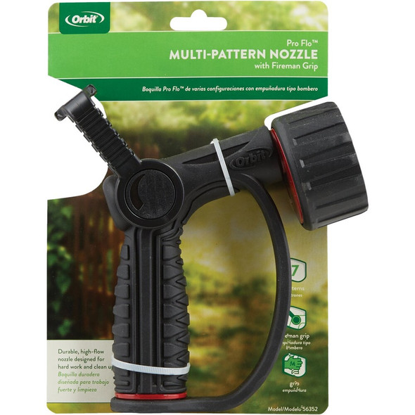 Orbit Pro Flo Zinc 7-Pattern Fireman Nozzle, Black 56352 742909