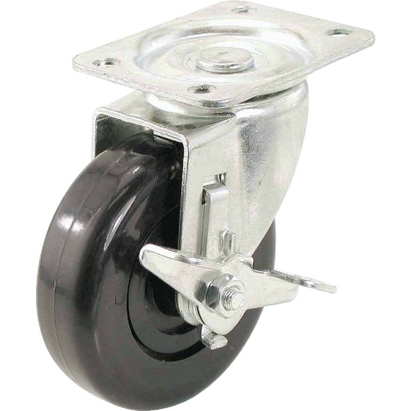 Shepherd Hardware 4 In. General-Duty Soft Rubber Swivel Plate Caster with Brake