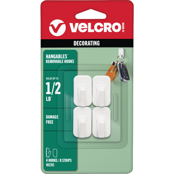 Velcro Brand Hangables 1/2 Lb. Capacity White Removable Micro Hook (4 Count)