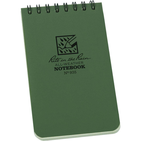 Rite in the Rain 3 In. x 5 In. 50-Sheet Top Spiral Green Notebook 935