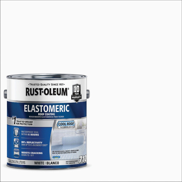 Rust-Oleum 710 1 Gal. 10-Year White Elastomeric Roof Coating 301904 Pack of 2