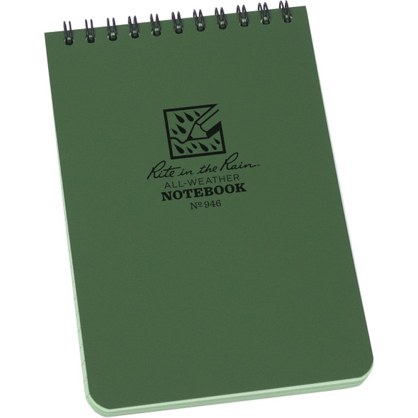 Rite in the Rain 4 In. x 6 In. 50-Sheet Top Spiral Green Notebook 946