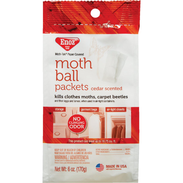 Enoz Moth-Tek 6 Oz. 18.75 Cu. Ft. Coverage Paper Packets Moth Balls E206.6T