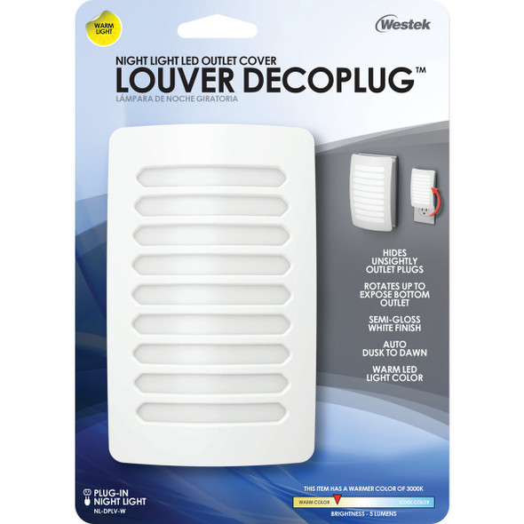 Westek White Dusk To Dawn LED Louver Decoplug Night Light NL-DPLV-W