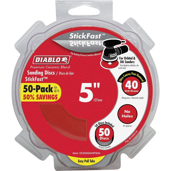 Diablo StickFast 5 In. 40 Grit Sanding Disc (50-Pack) DCD050040P50G 302065
