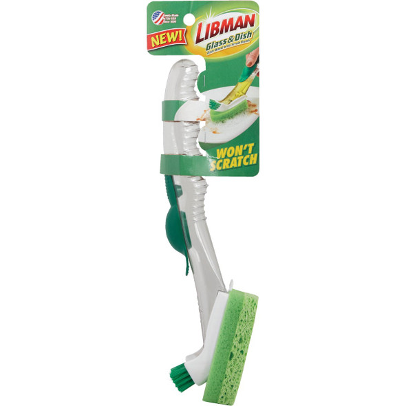 Libman Green & White Glass & Dish Wand with Scrub Brush Libman Green & White Glass & Dish Wand with Scrub Brush