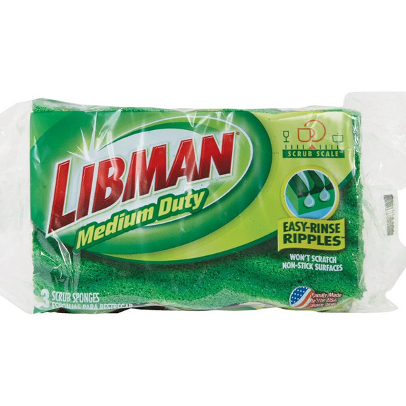 Libman 4.5 In. x 3 In. Green Medium Duty Scrubbing Sponge (3-Count) 1076 600278