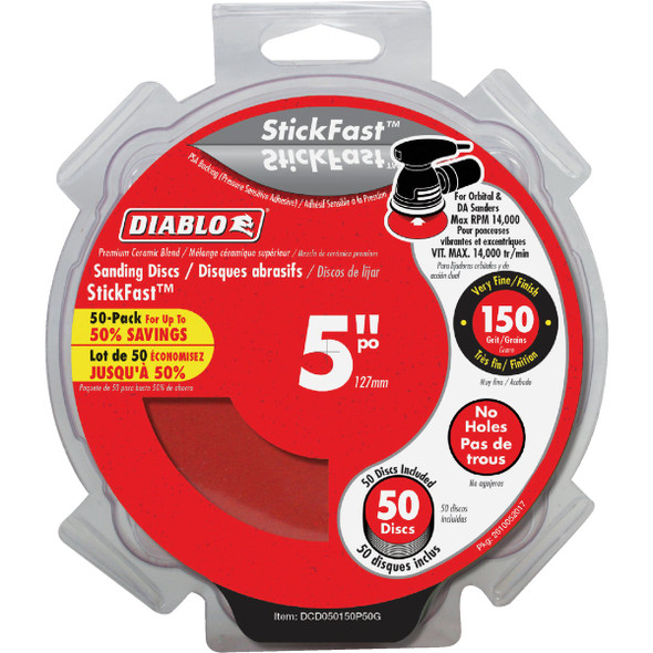 Diablo StickFast 5 In. 150 Grit Sanding Disc (50-Pack) DCD050150P50G