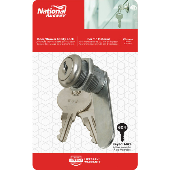 National Hardware 1-2 In. Chrome Utility Lock N185-280 Pack of 5 201525
