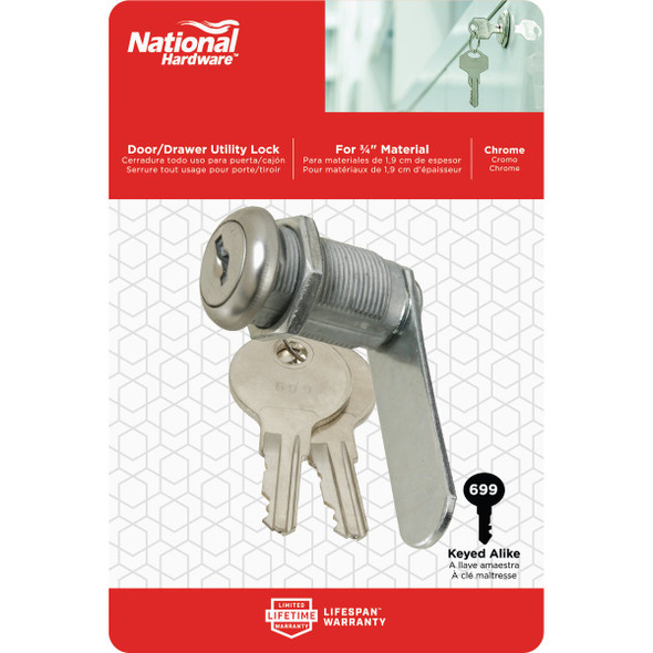 National Hardware 3-4 In. Chrome Utility Lock N192-484 Pack of 5 201533