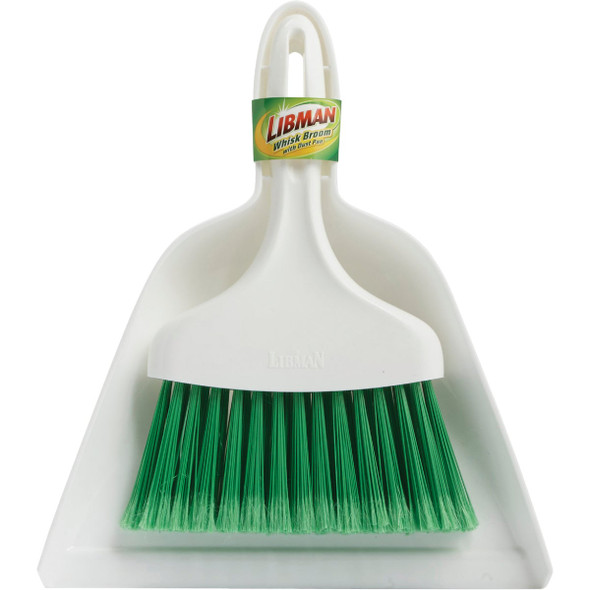 Libman 7 In. Poly Whisk Broom with Dust Pan, Green Bristles 1031 602064