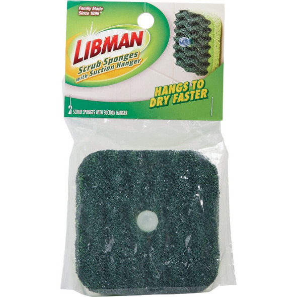 Libman 3.5 In. x 3.5 In. Green Scrub Sponge (2-Count) 2106 602090