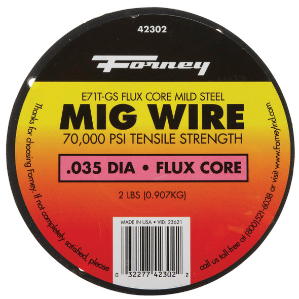 Forney E71T-GS 0.035 In. Flux Core Mild Steel Mig Wire, 2 Lb. 42302 393967