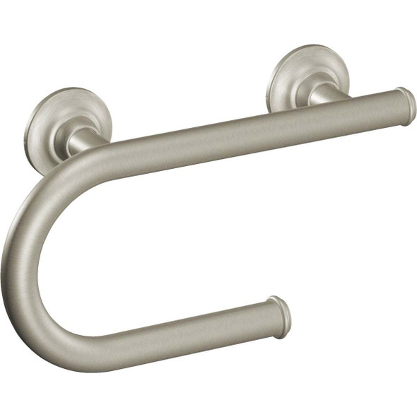 Moen 8 In. Grab Bar with Toilet Paper Holder, Brushed Nickel LR2352DBN