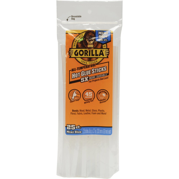 Gorilla 8 In. Mini Clear Hot Melt Glue (25-Pack) 100348