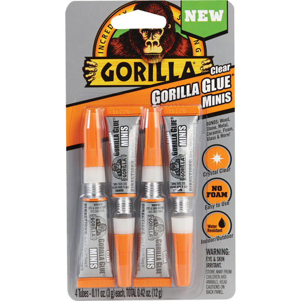 Gorilla 0.42 Oz. Clear Mini All-Purpose Glue (4-Pack) 4541702