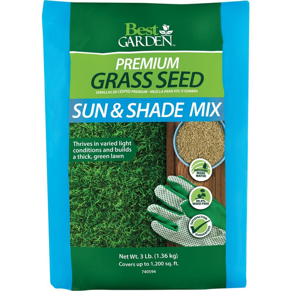 Best Garden 3 Lb. 750 Sq. Ft. Coverage Sun & Shade Grass Seed 71100 740594