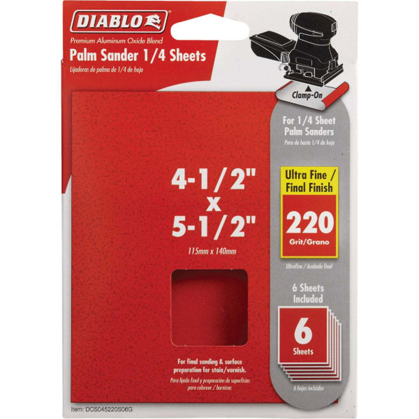 Diablo 6pk 1/4sht 220g Sanding DCS045220S06G