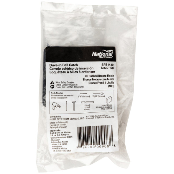 National Hardware Oil Rubbed Bronze Drive-In Ball Catch N830-108 201389