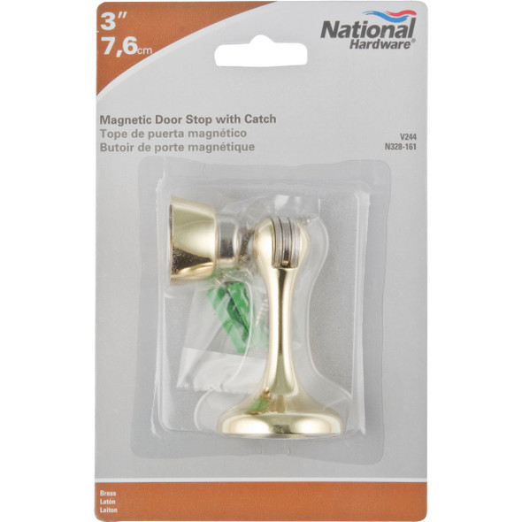 National Hardware Polished Brass Magnetic Rigid Door Stop N328-161 201300