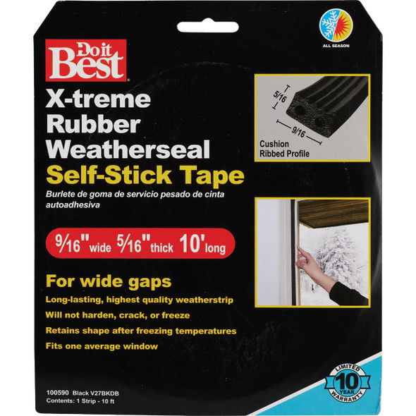 Do it Best 9/16 In. X 10 Ft. Black X-Treme Rubber Weatherstrip Tape