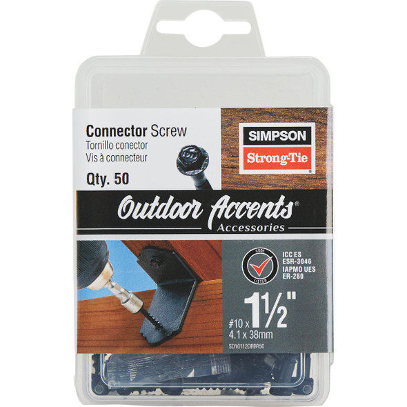 Simpson Strong-Tie Outdoor Accents #10 x 1-1/2 In. Hex-Head Black Connector Screw (50 Ct.) Simpson Strong-Tie Outdoor Accents #10 x 1-1/2 In. Hex-Head Black Connector Screw (50 Ct.)