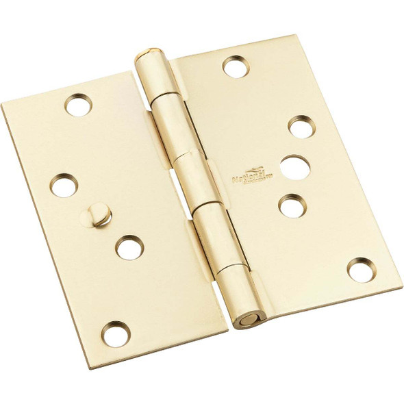 National Hardware 4 In. Satin Brass Square Door Hinge, (3-Pack) N830-403