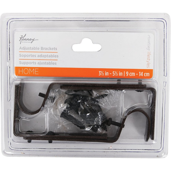 Kenney Adjustable Single Mocha Curtain Rod Bracket (2-Pack) KN85291 601921