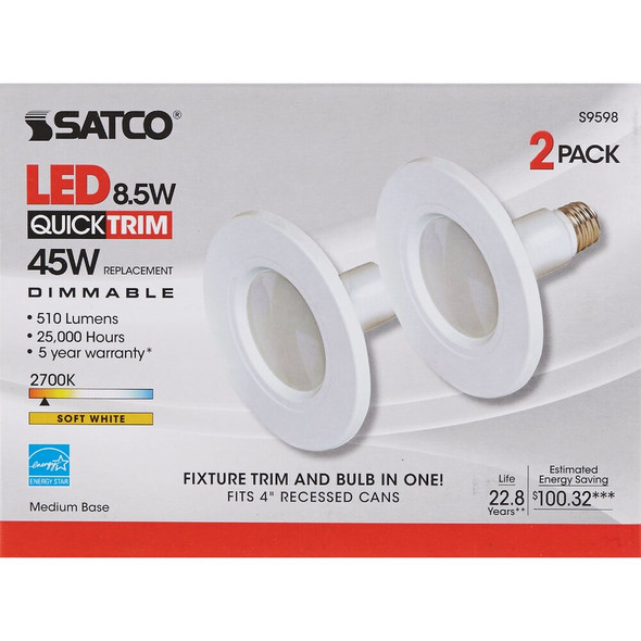 Satco 4 In. Retrofit White LED Recessed Light Kit (2-Pack) S9598 501924