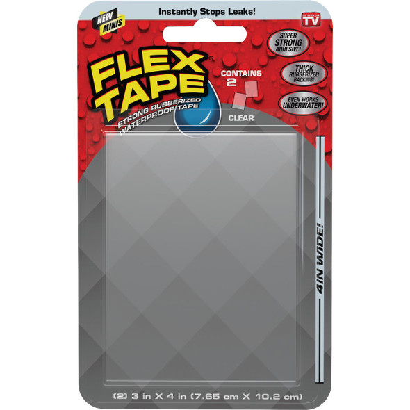 Flex Tape 3 In. x 4 In. Mini Repair Tape, Clear (2-Count) TFSCLRMINI