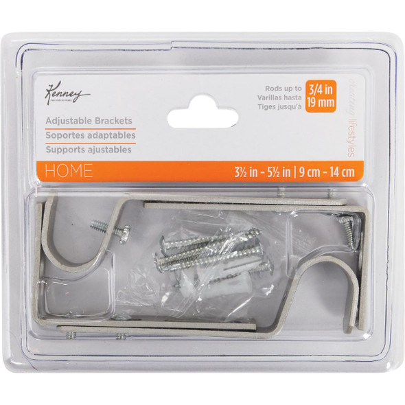 Kenney Adjustable Single Satin Nickel Curtain Rod Bracket (2-Pack) KN85293 601970