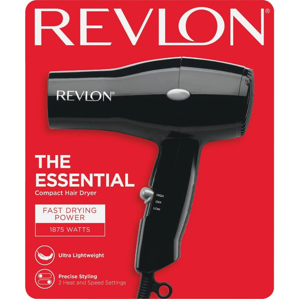 Revlon Essentials 1875W Black 2 Heat Compact Hair Dryer RVDR5034 601266