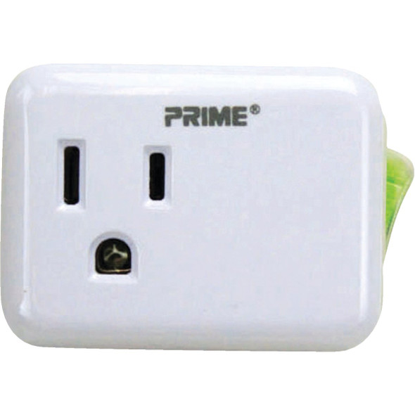 Prime Wire & Cable 1-Outlet White Plug-In Outlet with Switch PBES001-BB