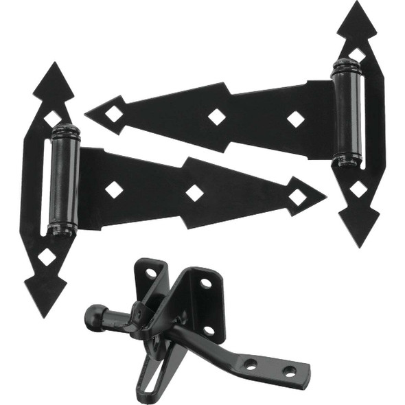 National Hardware Gate Hinge and Latch Hardware Kit, Black N243-899