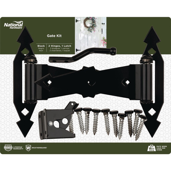 National Hardware Gate Hinge and Latch Hardware Kit, Black N243-899 201498