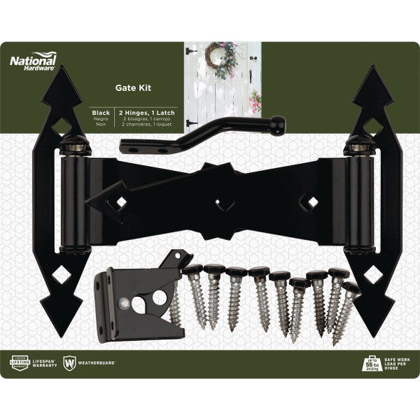 National Hardware Gate Hinge and Latch Hardware Kit, Black National Hardware Gate Hinge and Latch Hardware Kit, Black