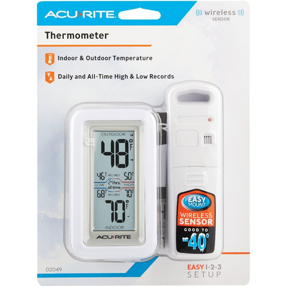 Acu-Rite Digital Thermometer with Indoor-Outdoor Sensor 02049A1 642716