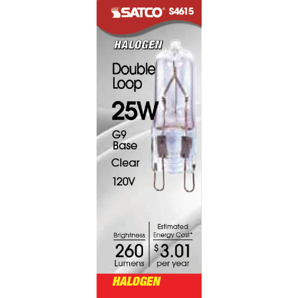 Satco 25W 120V Clear Double Loop Base T4 Halogen Special Purpose Light Bulb S4615 501734